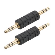 3.5mm Male to Male Audio Connector 2Pcs Gold Plated Jack Adapter Black/Gold