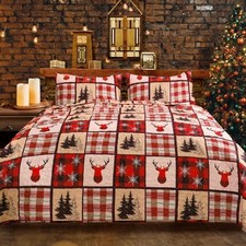 Christmas Quilt Set Size, Red Christmas Bedding Comforter Set King Elk