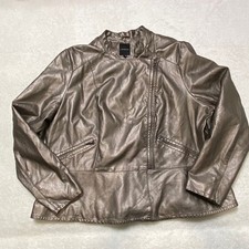 Lane Bryant Metallic Bronze Faux Leather Moto...