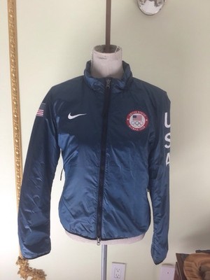 Nike Jacket Blue Full Zip Windbreaker USA Olympics Spell Out Puffer size M