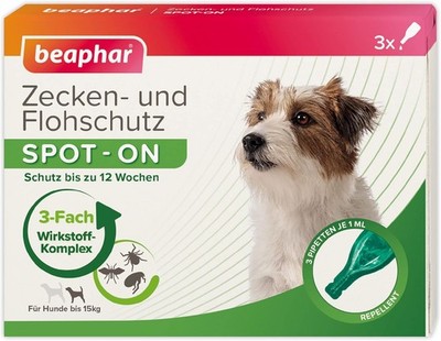 beaphar Zecken- und Flohschutz Spot-ON 3x1ml, für kleine Hunde (bis 15kg)