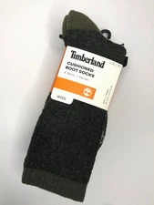 NEW Timberland Cushioned Boot Socks 4 Pairs Black/Gray/Green MENS Wool Size 9-12
