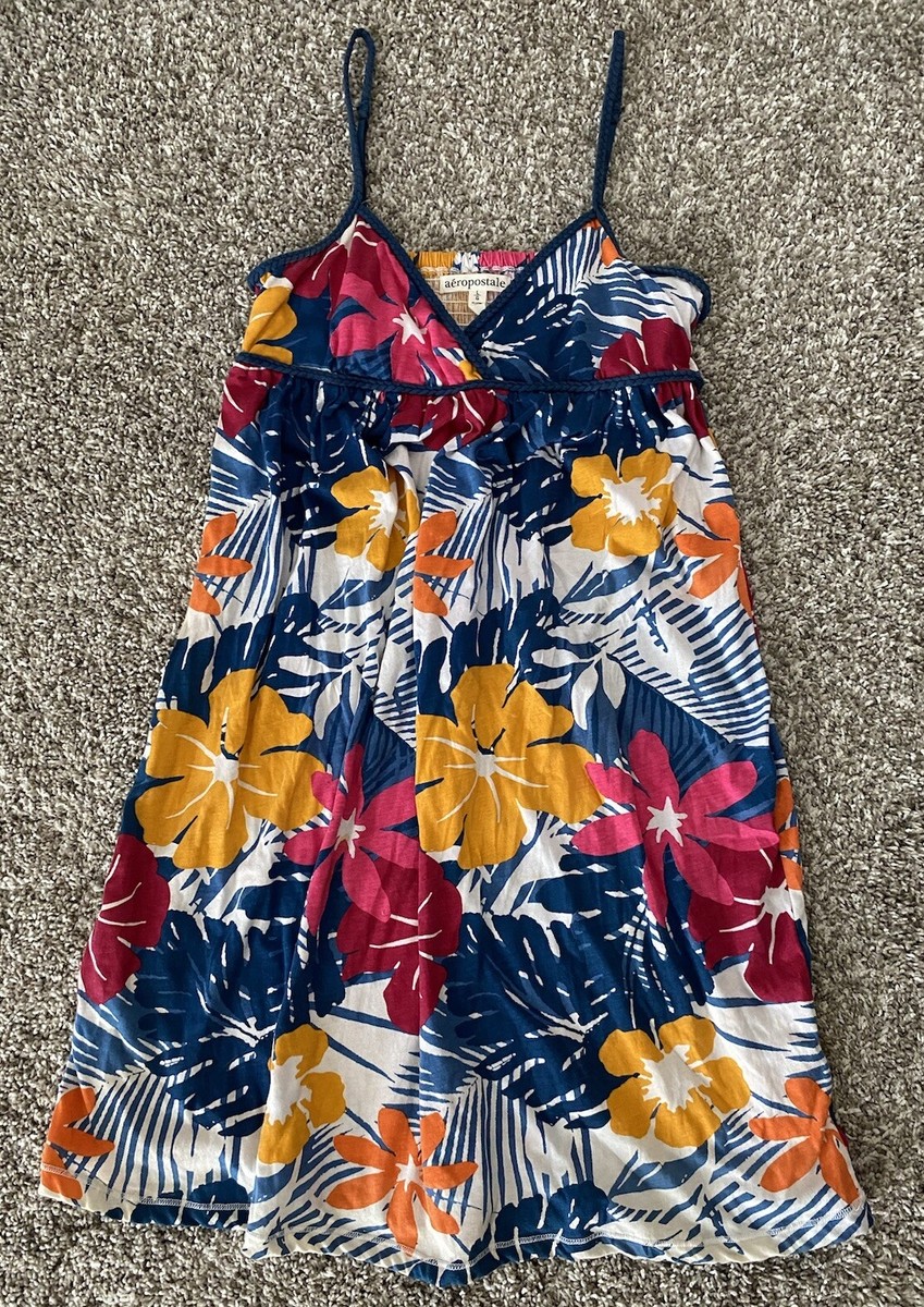 aeropostale blue floral dress Floral Sweetheart Cinched-Tie Mini Dress