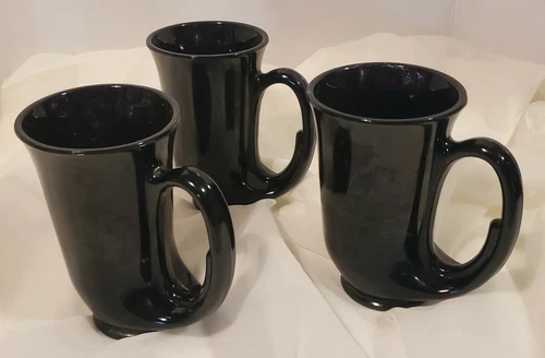 3pc VTG Tiara 12oz. Hunter Horn Black Beer Coffee Cups Mugs Glasses Steins