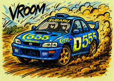 Subaru Impreza Fun Cartoon themed Card with envelope - birthdays Father's day