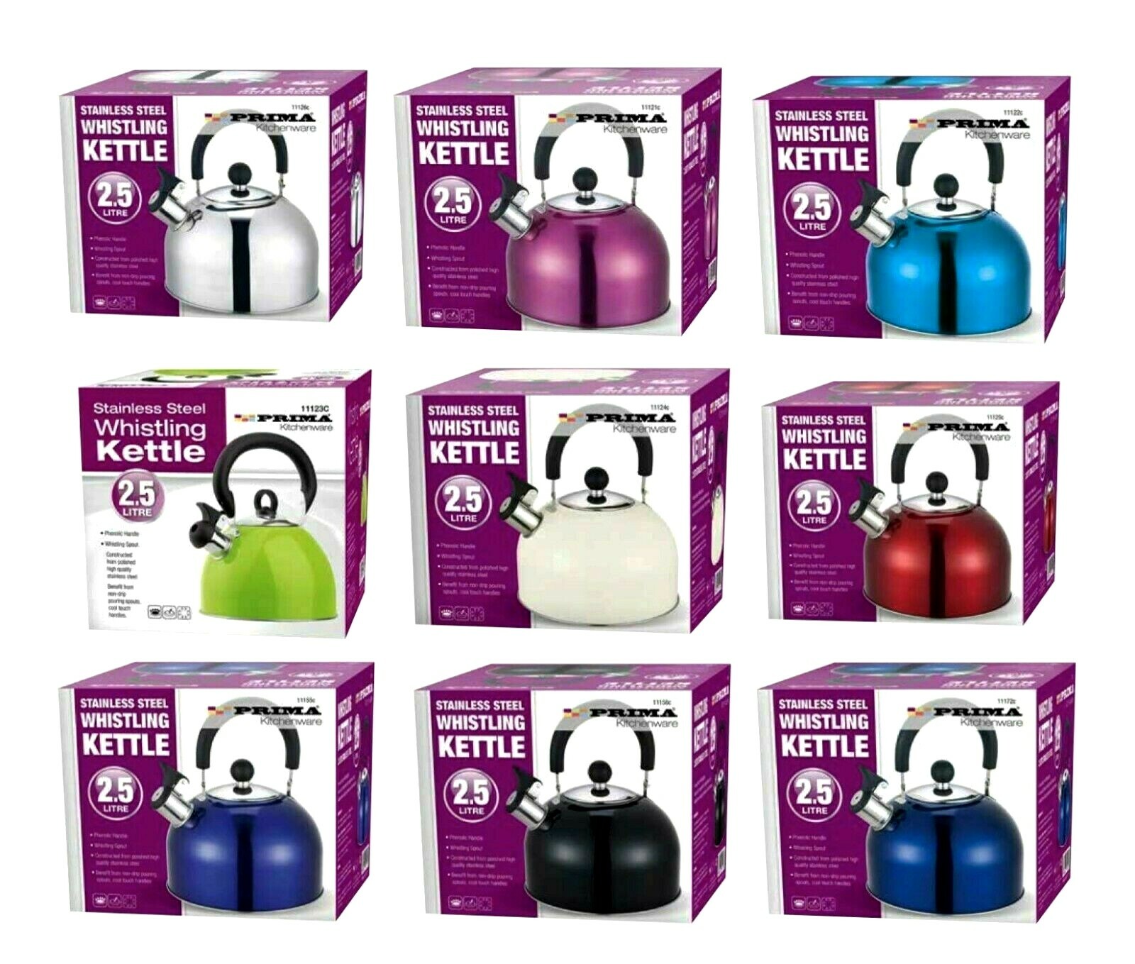 Stainless Steel Whistling Stove top Camping Kettle 2.5 L with Phenolic