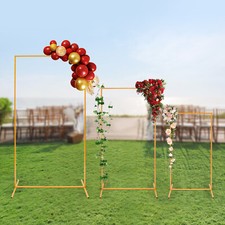 Set of 3 Metal Backdrop Stand, Rectangular Balloon Frame, Gold Backdrop Decor