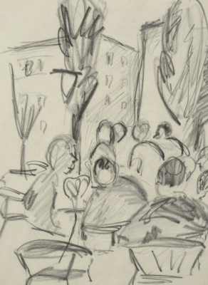 Outdoor Cafe Scene | Study/Drawing by Wolfgang Grimm