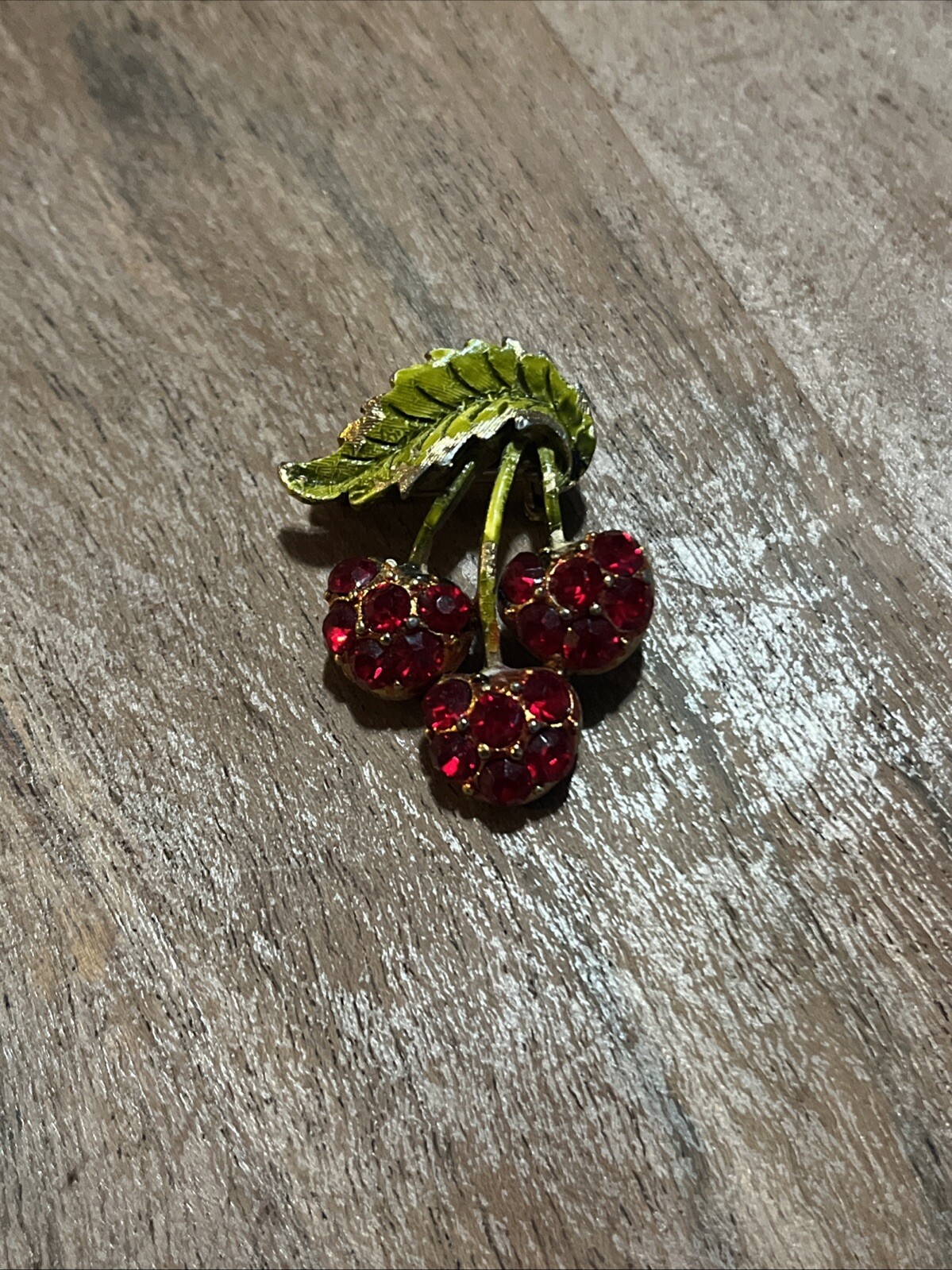 Vintage Charter Club Gold Tone Red Multi Crystal Cherry Brocade Pin / Brooch