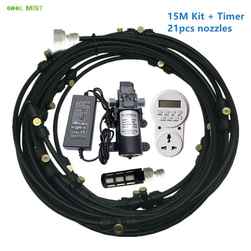 Outdoor Misting Cooling System 12V Water Pump Kit Fog Nozzle For Greenhouse Kits - Picture 43 of 44
