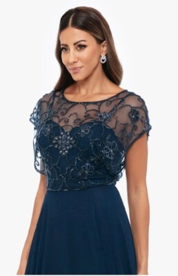 xscape beaded cocktail dress Womens Polyester Evening - Blue Black/silver:Size 10 Size 4 measures 62 AUR-400 Black Sequin Mini Dresses