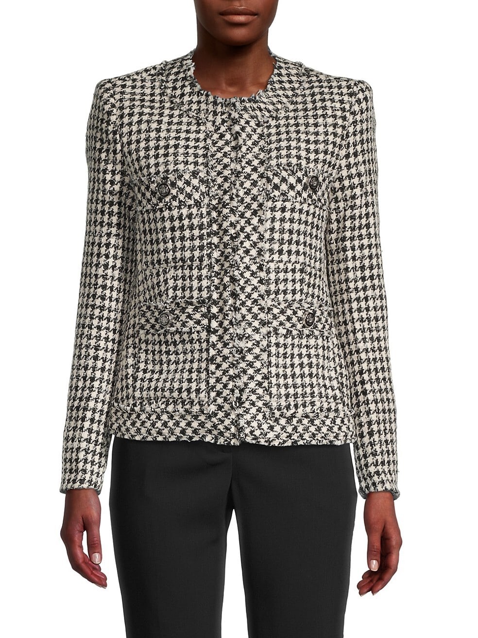 White Houndstooth Tweed Blazer $425 | eBay