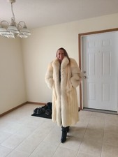 White Mink Tan Fox Full Length Fur Coat