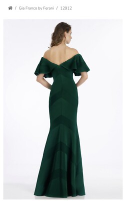 $538 sz 10 GIA Franco Ferani #12912 Gown Formal Off shoulder / MOB Emerald  green | eBay