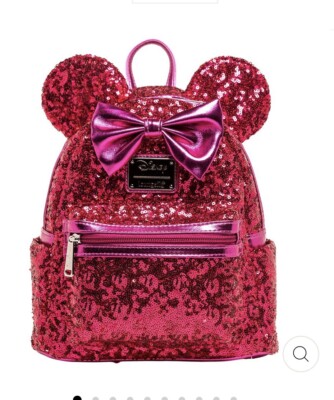 Loungefly Disney Minnie Mouse Sequin Magenta Mini Backpack Bag Purse Heart Logo Loungefly Disney Mickey & Minnie Mouse Heart Ears Mini  main image 4