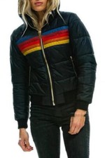 New Women's Casual Hooded Long Sleeve Cotton Jacket Rainbow Zipper Warm Coat