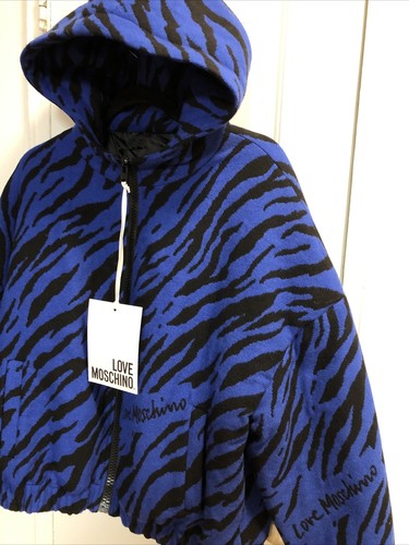 NWT Love Moschino FashiW H 719 00 T 9854 Cobalt/ Black Wool-Lana Women Jacket - Picture 2 of 12