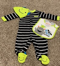 Carter's Halloween Monster Infant Baby Sleep Play Footed Sleeper Hat Bib 6M