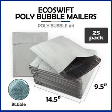 25 #4 9.5x14.5 "EcoSwift" Brand Poly Bubble Mailers Padded Envelope 9.5" x 14.5"