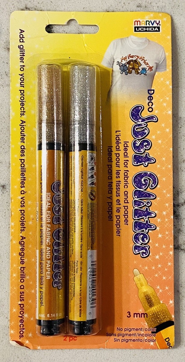 Deco Just Premium Marker Glitter Fabric Pens Gold and Silver New