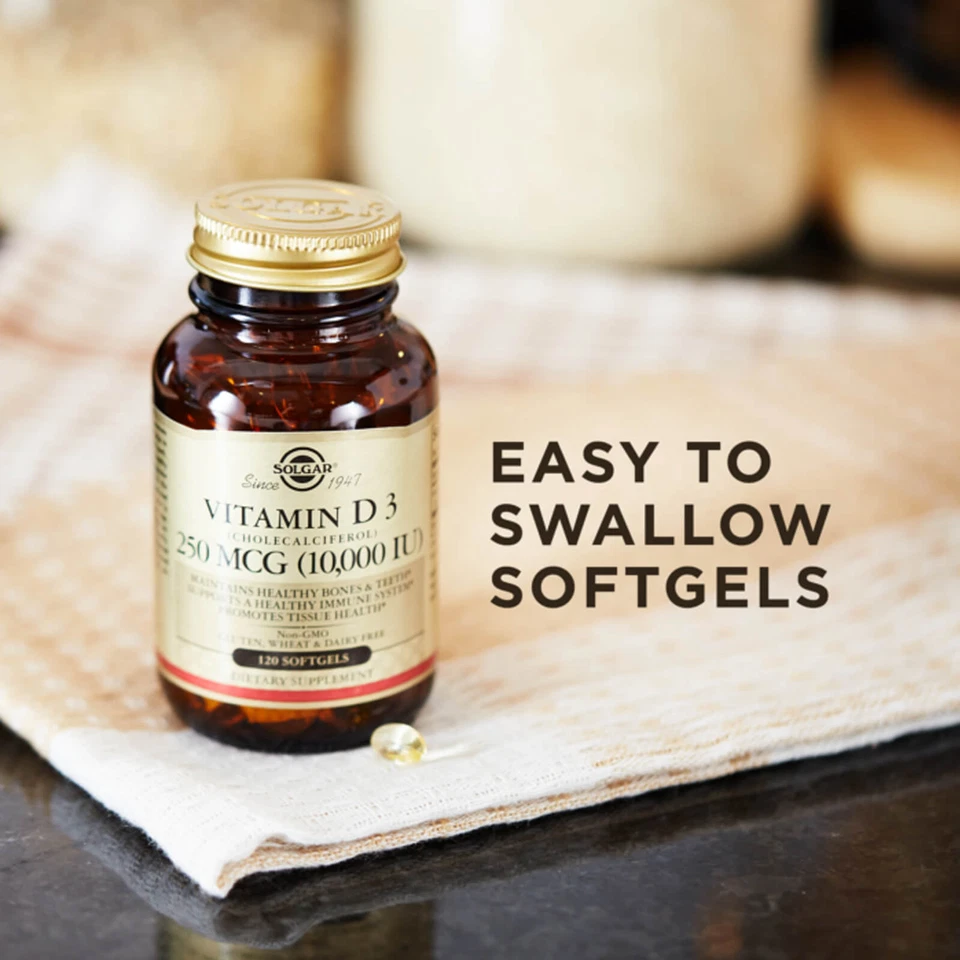 Solgar Vitamin D3 Cholecalciferol 250 mcg 10000 IU 120 Softgels - Image 3 of 4