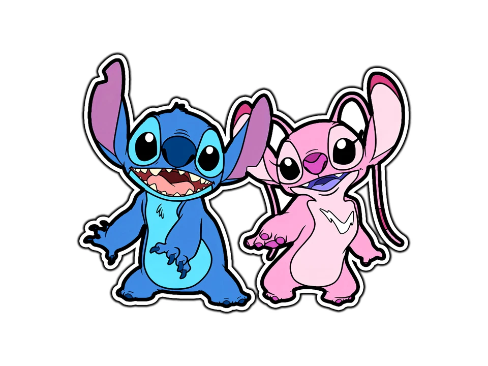 Stitch & Pink Friend Animated Cartoon Sticker Waterproof Vinyl Decal Car Laptop