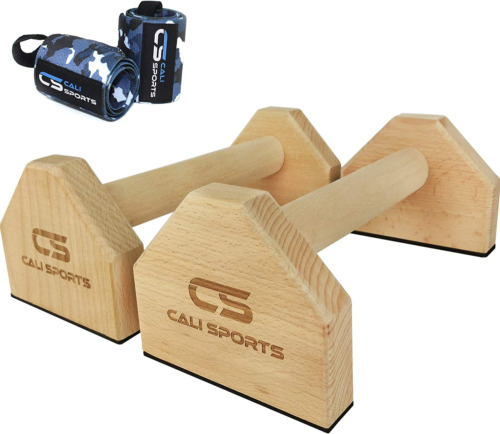 CALI SPORTS Calisthenics Wood Parallettes Bars | Push up Bar That Will Not Slip
