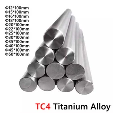 TC4 Titanium Alloy Bar Ti Round Rod Shaft Length 100mm OD 12-50mm Lightweight