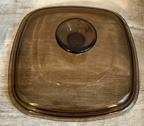 Pyrex Replacement Square Amber Glass Lid A-7-C Corning Brown Dome 7" Vintage EUC