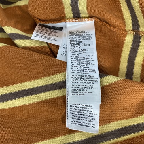 NWT Levis Vintage Clothing LVC 1940’S Split Hem T-Shirt Stripe Brown Sz Medium - Picture 6 of 6