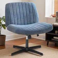 Criss Cross Legged Chair Wide Comfy Home Office Desk Seat, No Wheels Armless ...