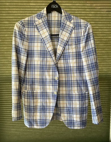 EIDOS Napoli SPORT COAT jacket blue 100% wool luxury Made In Italy Size 46 7R