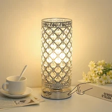 Crystal Table Lamp Touch Control Dimmable Accent Desk Lamp Bedside Modern Tab...