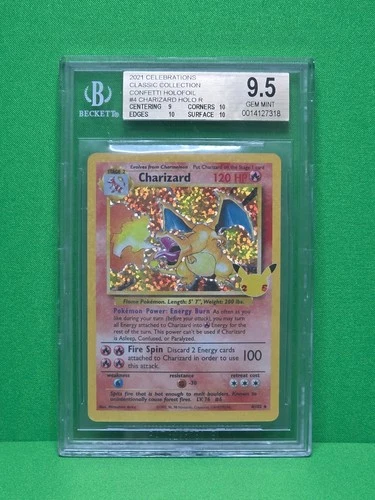 POKEMON 2021 CELEBRATIONS CHARIZARD COFETTI HOLOFOIL 4 BGS 9.5