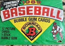 Bowman 1989 Baseball Comeback Edition Box Bubble Gum 12 Cards Per Pack