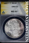 1882-S Morgan Dollar- ANACS MS 63- Lustrous- No Reserve #SLA864