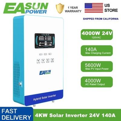 Easun 4kW 24V Solar Inverter Off Grid 120VAC 140A MPPT Charge Max.PV Input 6500W