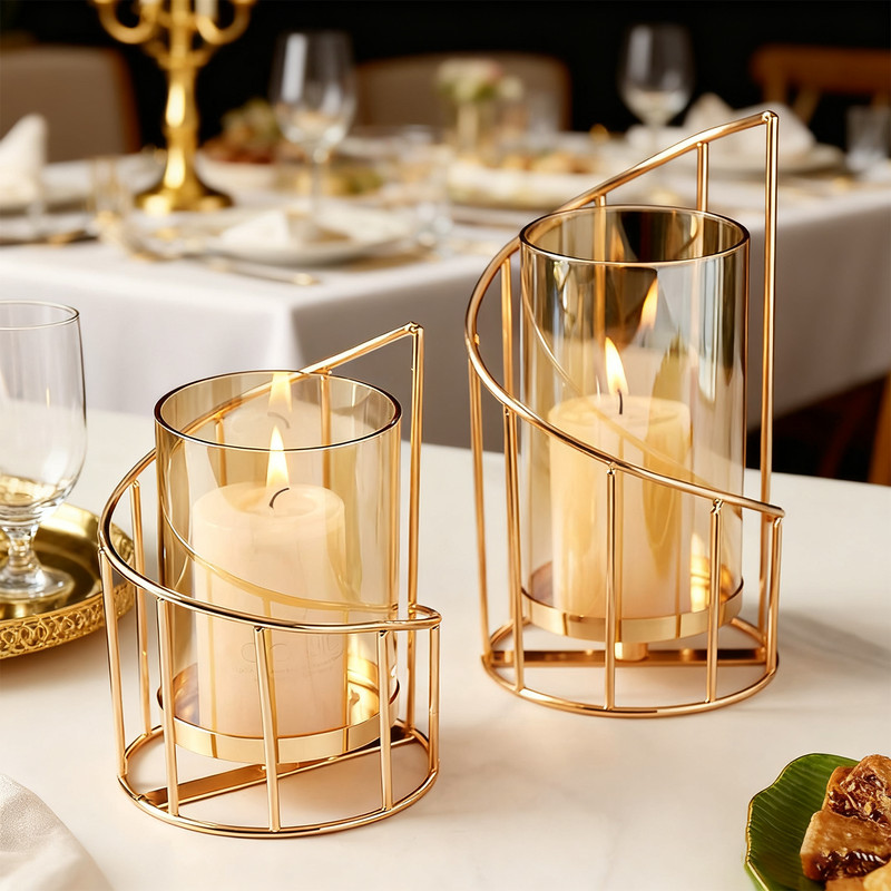 With Metal Wire Set Of 2 Tea Light Candleholders