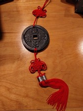 FENG SHUI Large COIN TASSEL Red Hanging Mental HEALTH TREASURE ROAD Healing 20"