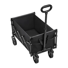 Collapsible Wagon Carts 120L & 225LBS Heavy Duty Folding Garden Cart Black