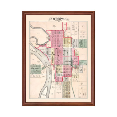 Old Map of Wichita, KS 1882 - Vintage Wichita Kansas Art