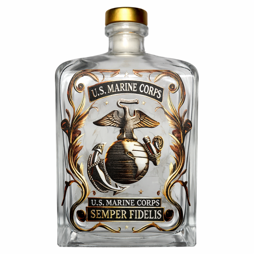 U.S. Marine Corps Glass Whiskey Decanter – Semper Fidelis Military ...