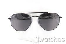 New Ray Ban The Marshal Aviator Black Dark Gray Sunglasses RB3648 002/B1 54 182