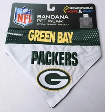 Green Bay Packers Pets First NFL Reversible Dog Bandana CA4 Multicolor Size S/M