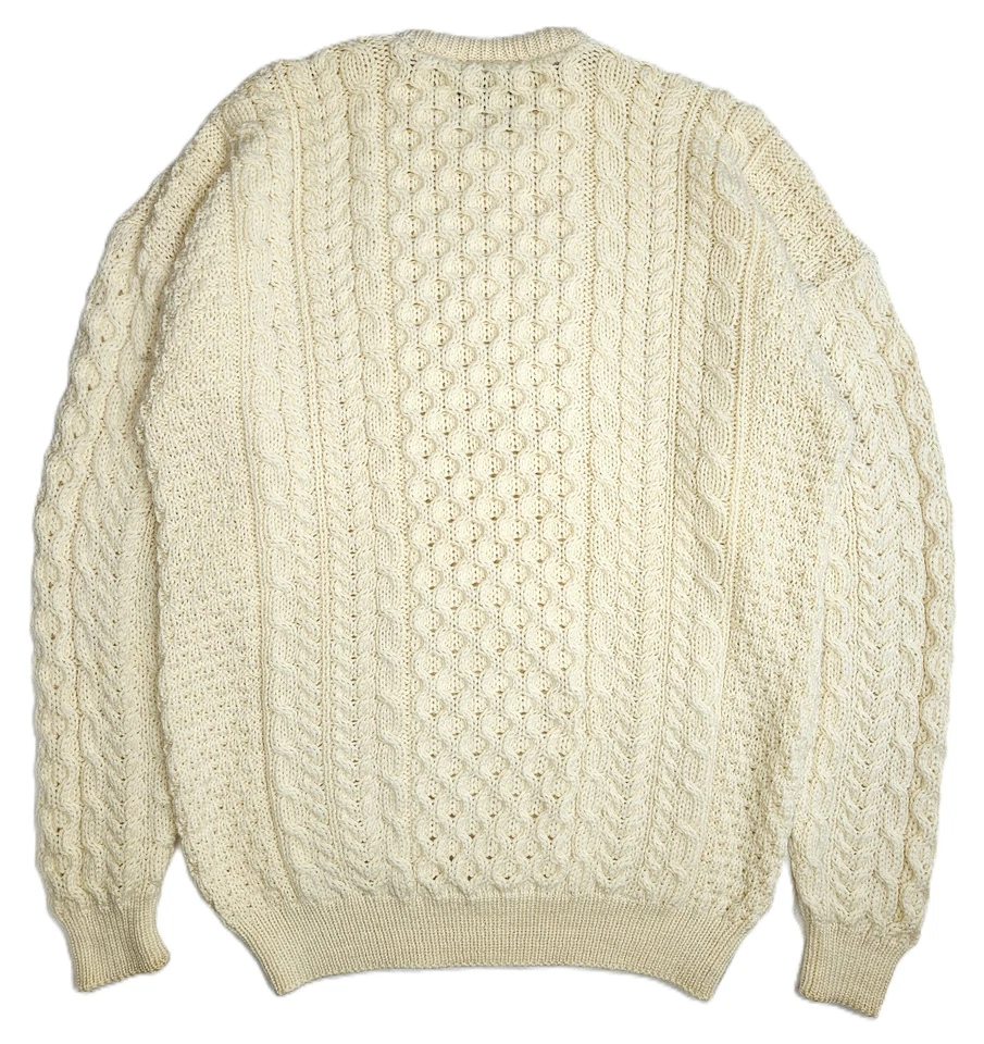 Carraig Donn Men's Aran 100% Merino Wool Cable Knit Irish Sweater Size LARGE - Image 2 of 4