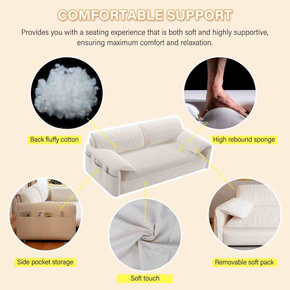 Queen Pull Out Sleeper Sofa Bed,Convertible Velvet Loveseat Couch w/Side Storage