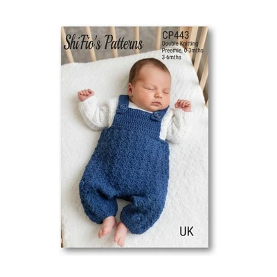SHIFIO'S PATTERNS Crochet Pattern for Baby Dungarees & Jumper- 3 sizes- Double Knitting CP443