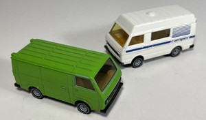 Siku Eurobuilt Volkswagen VW Lot Of 2 Kastenwagen LT28 Van Camper Green Delivery