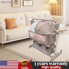 Adjustable Smart Baby Bassinet Height Bedside Music Cradle Baby Bed Crib 20kg US