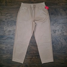 Spanx Womens XL Faux Leather Straight Leg Pants Toffee High Rise